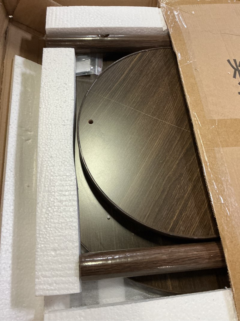 Condition photo showing As Is for rotary solid wood coat rack 3 shelves 9 hooks freestanding