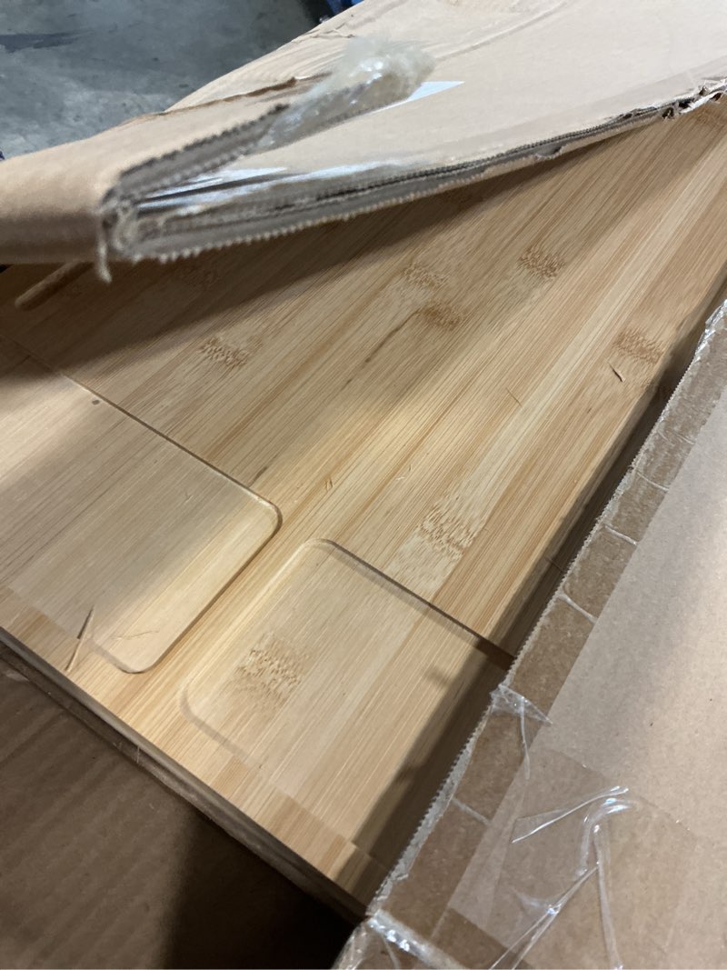 Condition photo showing Good Condition for Extra Large Bamboo Cutting Board – Multi?Purpose Noodle Board & Stove Cover with Detachable Legs, Deep Juice Groove, Butcher Block & Charcuterie Serving Tray for Kitchen or Restaurant, 30 x 21 in