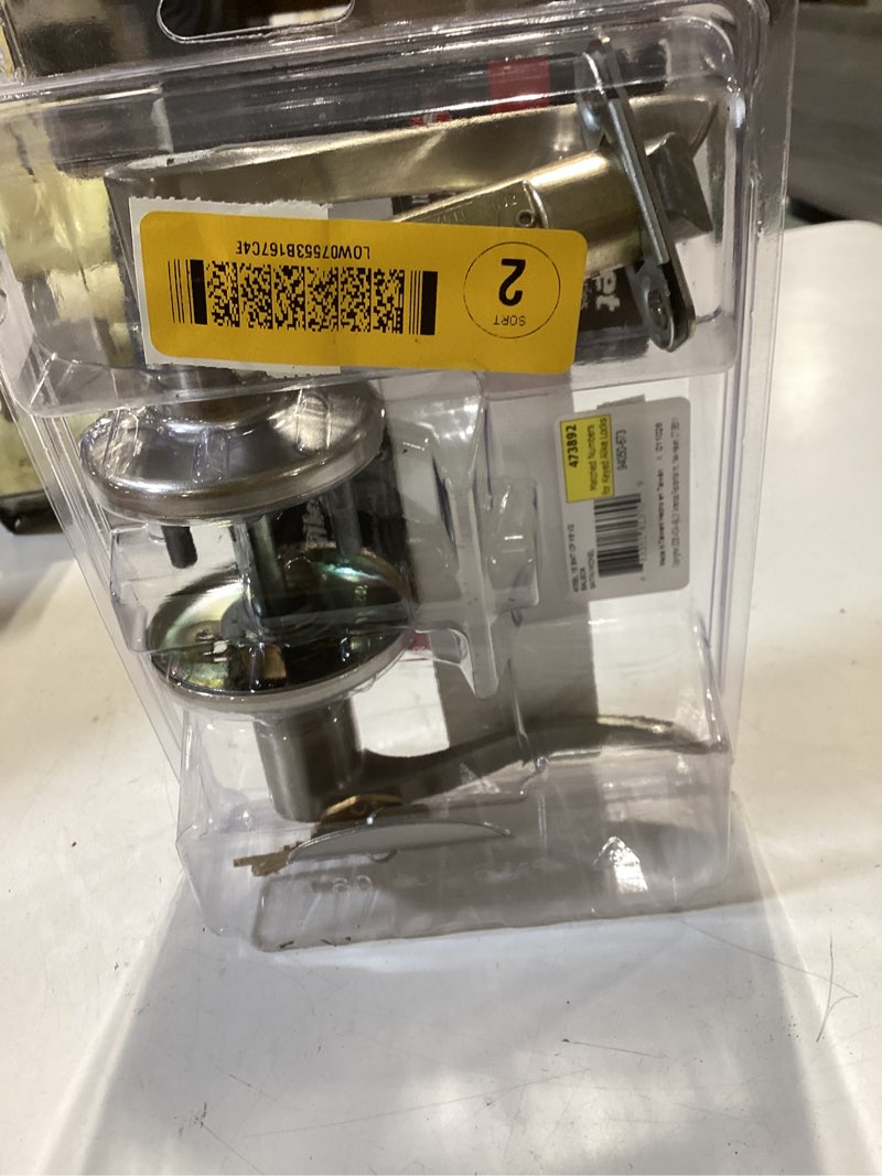 Condition photo showing As Is for kwikset smartkey security wave satin nickel entry lever kw1 2-3/4 in.