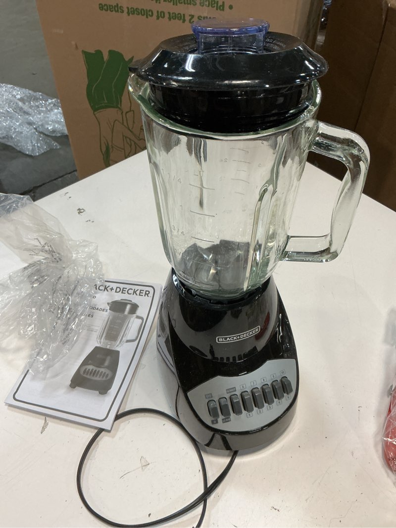 Condition photo showing Good Condition for BLACK+DECKER Countertop Blender with 6-Cup Glass Jar, 10-Speed Settings, Black, BL2010BG
