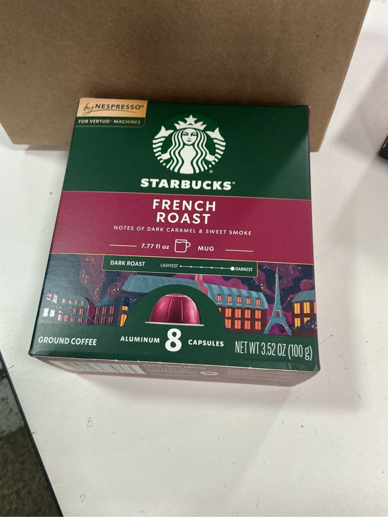 Condition photo showing New/Like New for Starbucks by Nespresso Vertuo Line French Roast pack  of 4 32 Capsules 