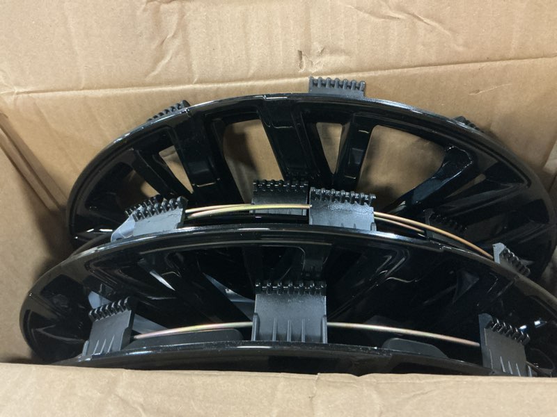 Condition photo showing Good Condition for 14-inch abs hubcaps with steel rings & adjusters, patented design, universal fit, set of 4 wheel covers (glossy black)