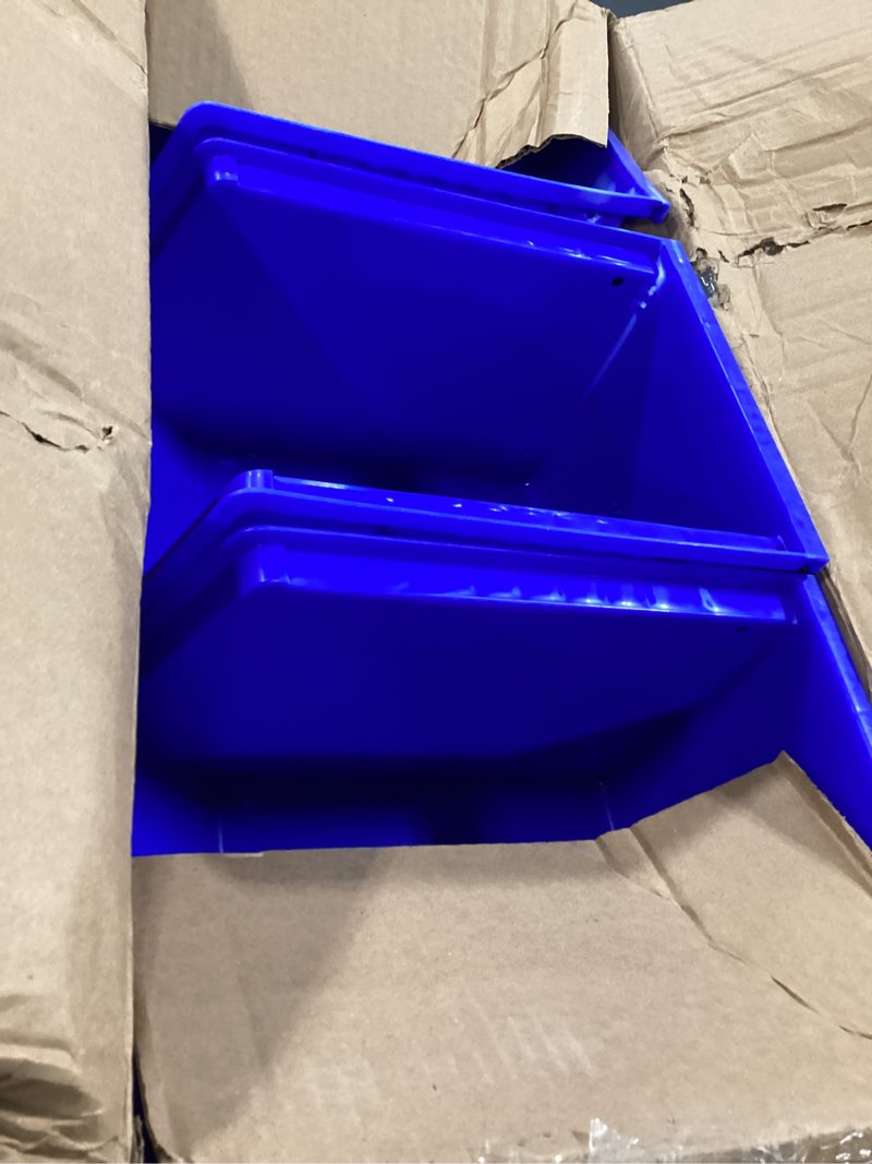 Condition photo showing As Is for Akro-Mils 30239 AkroBins Plastic Storage Bins, Space-Saving Stackable Bins for Garage, Pantry, Craft