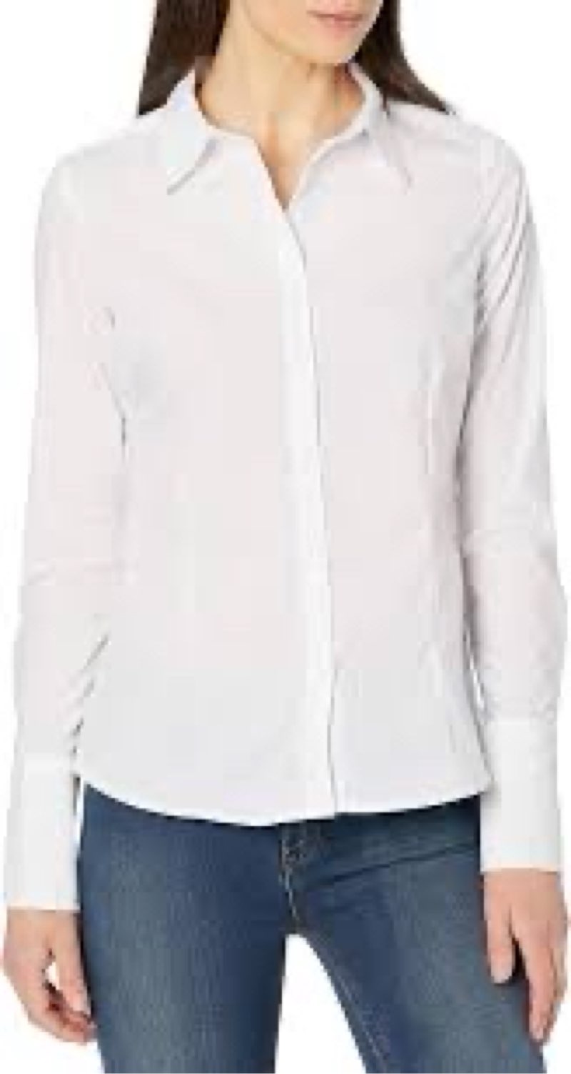 Cutter & Buck Women's Epic Easy Care Long Sleeve Mini Herringbone Collared Shirt, White, XXXL