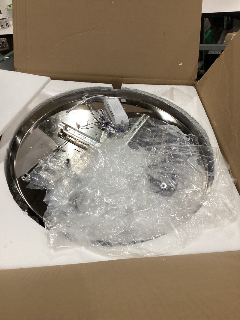 CLAIRDAI Modern Crystal Chandelier Round LED Crystal Ceiling Light Fixtures Flush Mount Chandelier C