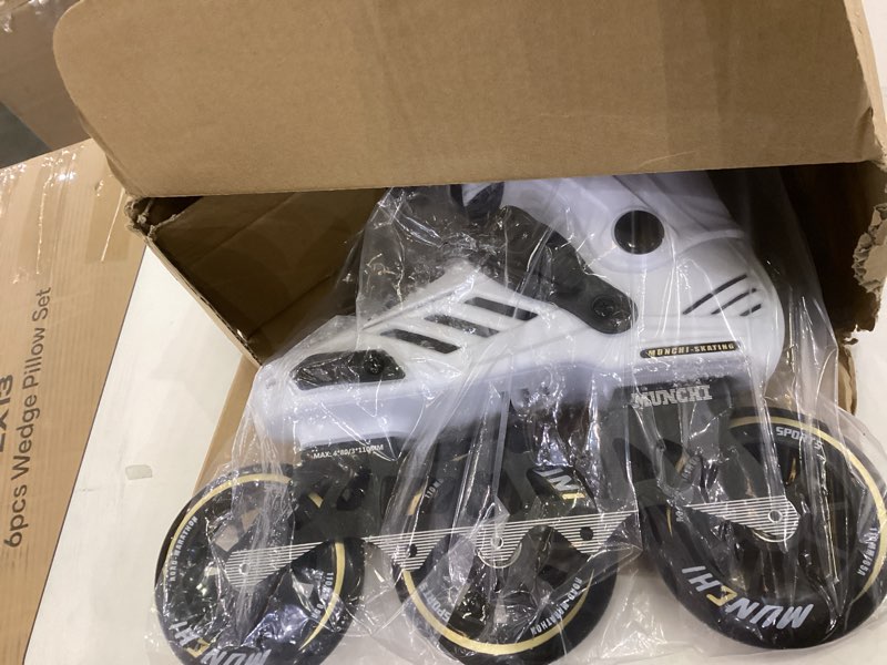 Condition photo showing As Is for 3 Wheels Fitness Inline Speed Skates for Unisex,110mm Roller Skates Blades Men 6/Women 7 White