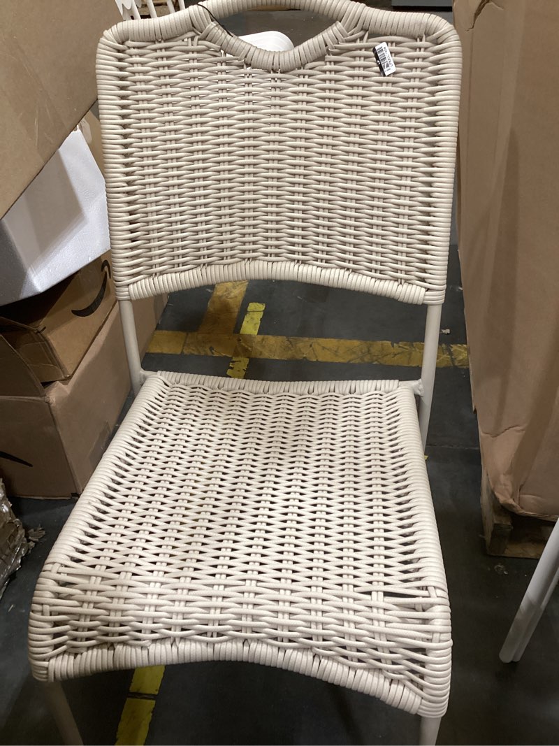 Condition photo showing Good Condition for monochromatic rope armless patio dining stack chair beige -