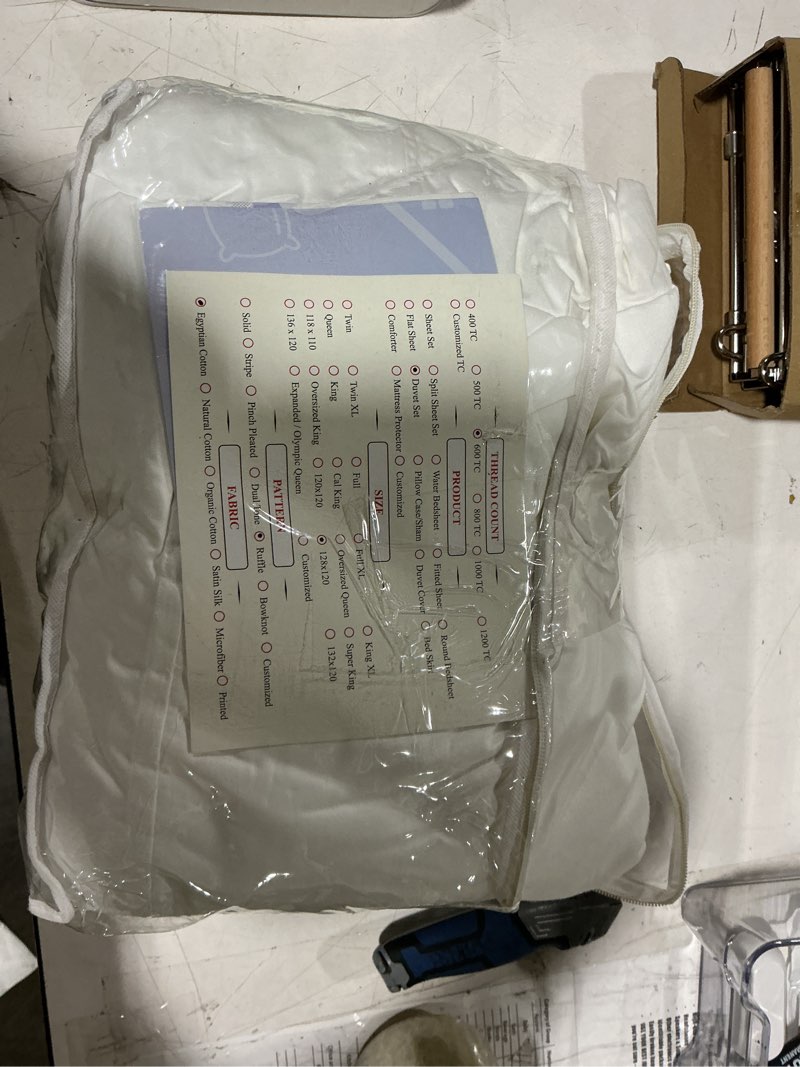 Condition photo showing Good Condition for sleep-nest edge ruffle duvet cover set oversized king plus 128 x 120 inch 100% egyptian cotton 3 piece bedding with zipper closure, breathable, farmhouse ruffled luxury duvet cover set, white