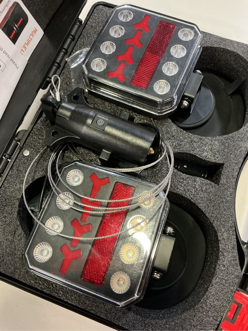 Condition photo showing Good Condition for wireless trailer lights, rechargeable magnetic led trailer lights with reverse light, portable wireless tow tail light kit for trucks, boats, rvs, campers dark black