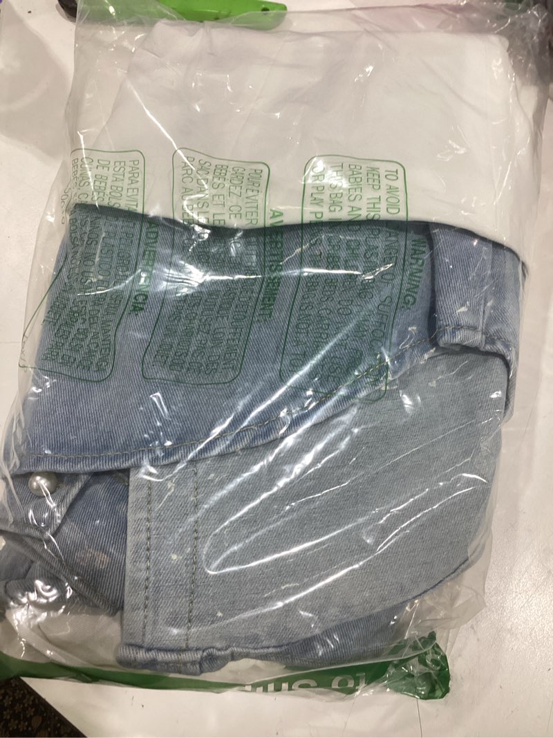 Condition photo showing Good Condition for dingang blazer denim jacket for women office casual long sleeve open front patchwork jackets coat white small