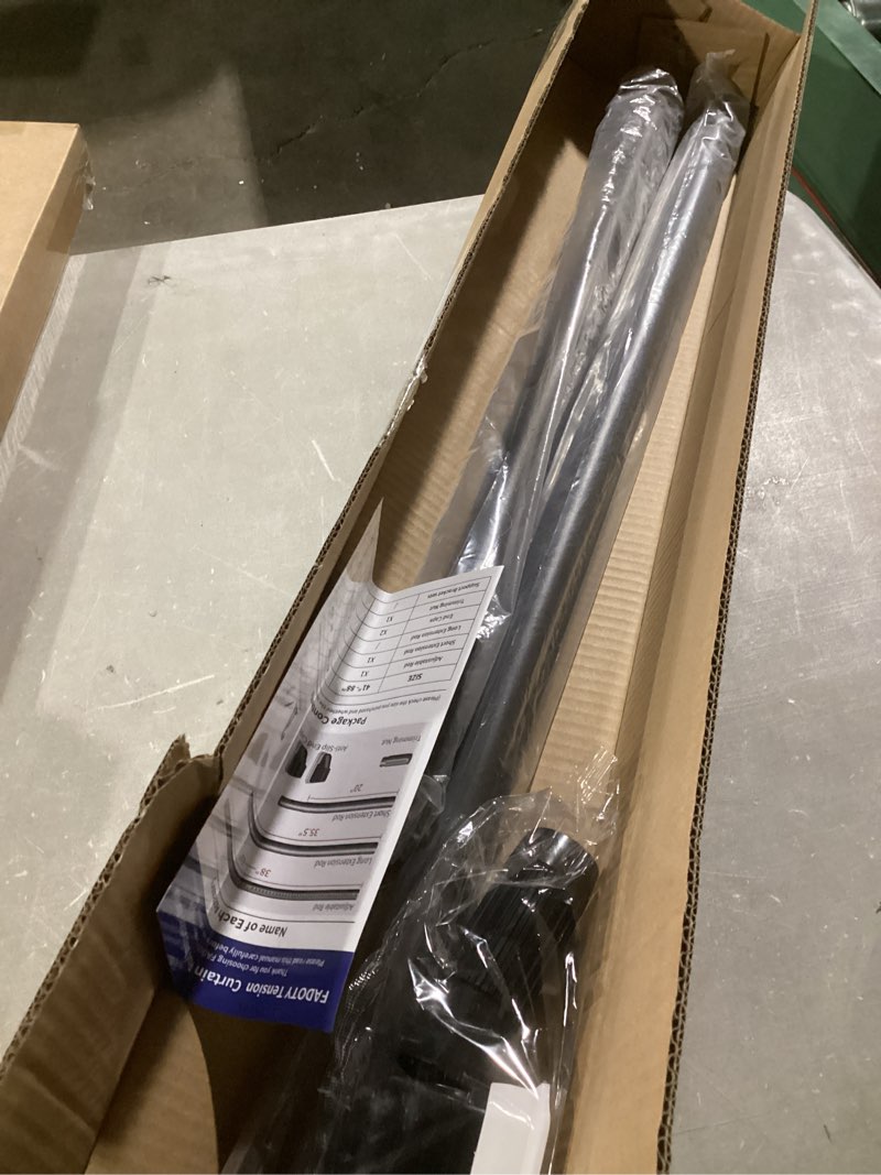 Condition photo showing Good Condition for Tension Curtain Rods No Drilling, Extra Long Tension Rod 41-88 Inch, Heavy Duty Shower Curtain Rod for Outdoor Patio Bathroom Windows Room Divider, Adjustable, Anti-Slip, No Rust, Black Black 41-88Inch