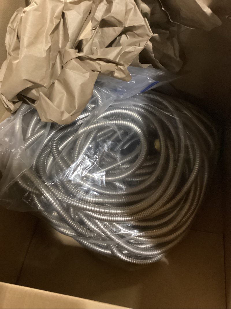 Condition photo showing As Is for Cesun Metal Water Hose 50 ft, Outdoor Heavy Duty Garden Hose, Flexible, No Kink and Lightweight Stainless Steel Garden Hose for RV, Outdoor, Yard, Lawn, 50 foot x 5/8", Female to Male 50'(feet), F to M