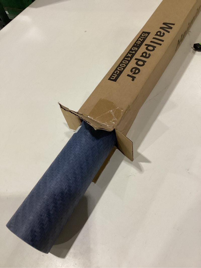 Condition photo showing New/Like New for haimin fabric wallpaper textured contact paper (24in x 393in) navy blue grasscloth wallpaper peel and stick faux linen wall paper self-adhesive vinyl looks like woven straw