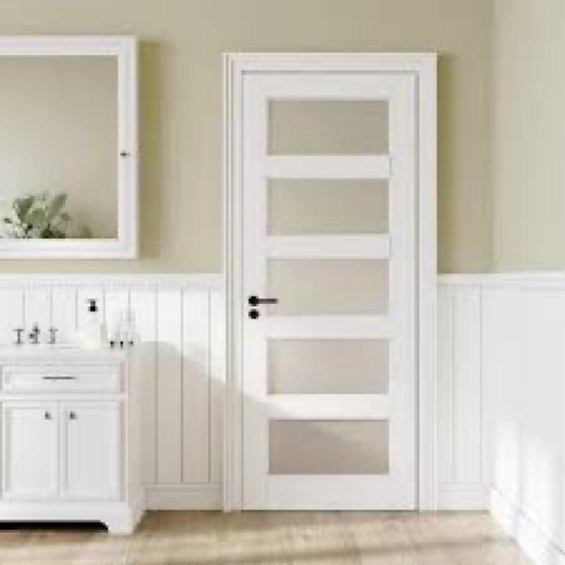 Interior Frosted Glass Pantry Door Slab Solid Manufacture Wood White Standard Door For French Doors 80''H/96H''