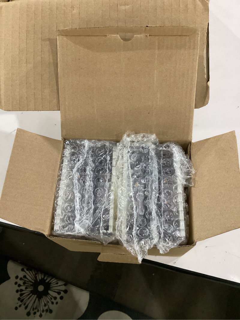 Condition photo showing Good Condition for not tested**** volisun solar fence post cap lights outdoor, 4x4 solar post cap lights for fence posts solar powered deck post lights for outside, ip64 waterproof warm light with vertical stripe lens (8 pack white) white 8 pack
