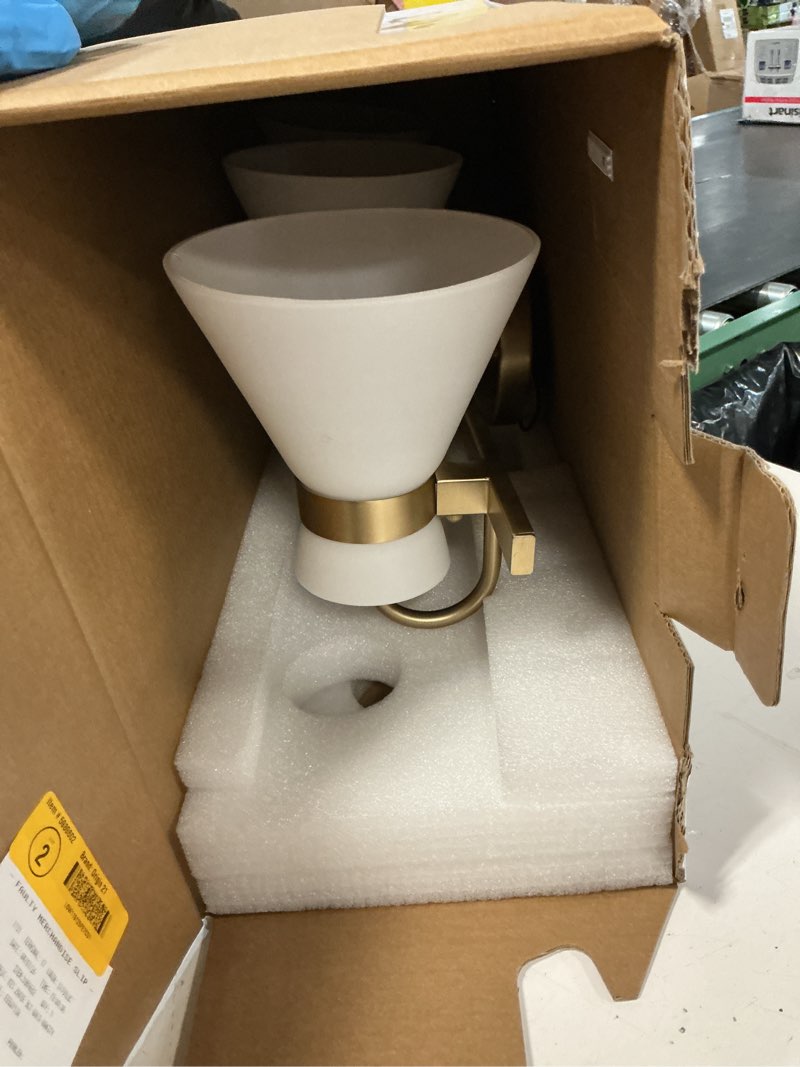 Condition photo showing As Is for origin 21 zadie 24-in 3-light brushed champagne led, mid-century vanity light