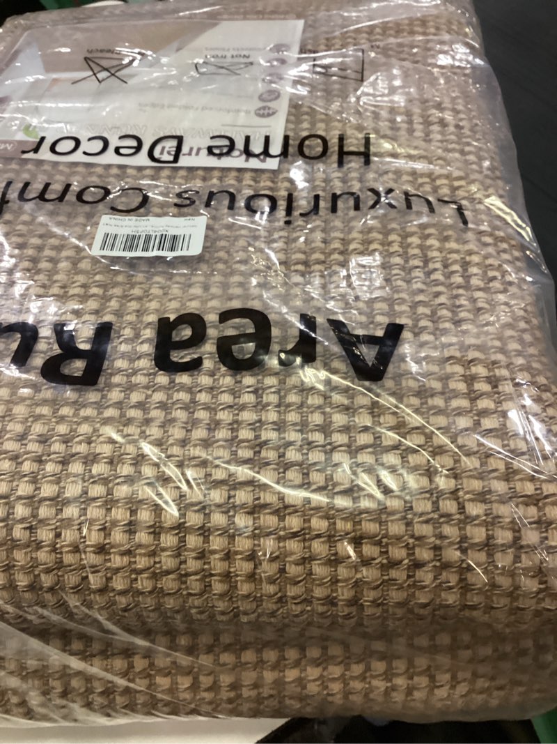 Condition photo showing New/Like New for kitchen runner rugs non slip washable, 6x9 ft kitchen mats for floor, woven cotton soft area rugs for entryway, kitchen sink, bedroom, laundry room 9' x 6' (rectangular) orange/tan/brown