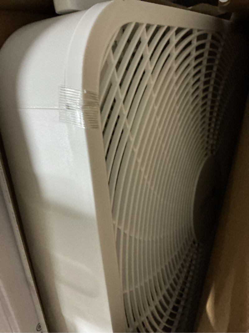 Condition photo showing As Is for utilitech 20-in 120-volt 3-speed high velocity indoor white box fan