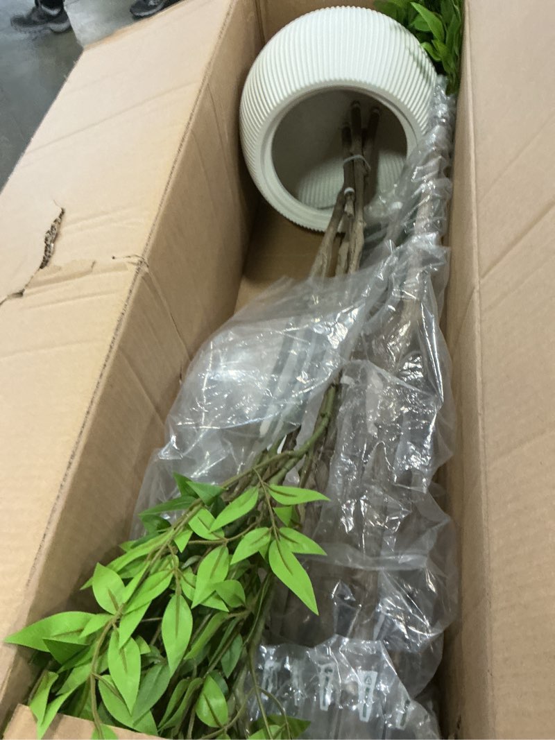 Condition photo showing Good Condition for GarveeHome Artificial Plants Indoor,6 ft Tall Faux Floor Plant in Pot, Nandina Artificial Tree with White Planter for Home Decor Office Living Room 6ft Green
