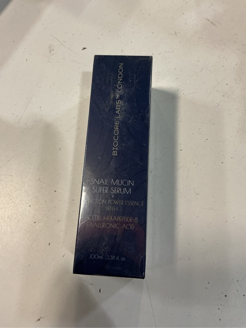 Condition photo showing New/Like New for advanced 3 in 1 snail mucin super serum infused with facelift peptide by biocore labs™ plumping,moisturizing,healing serum for face 100ml 3.38 fl. oz