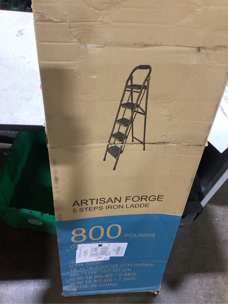 Condition photo showing Good Condition for 5 step ladder, foldable step stool with wide anti-slip pedal & thick rubber feet, cushioned handle, safe-lock design, folding portable ladder for multi-purpose, 800lb, black yellow black yellow 5 step