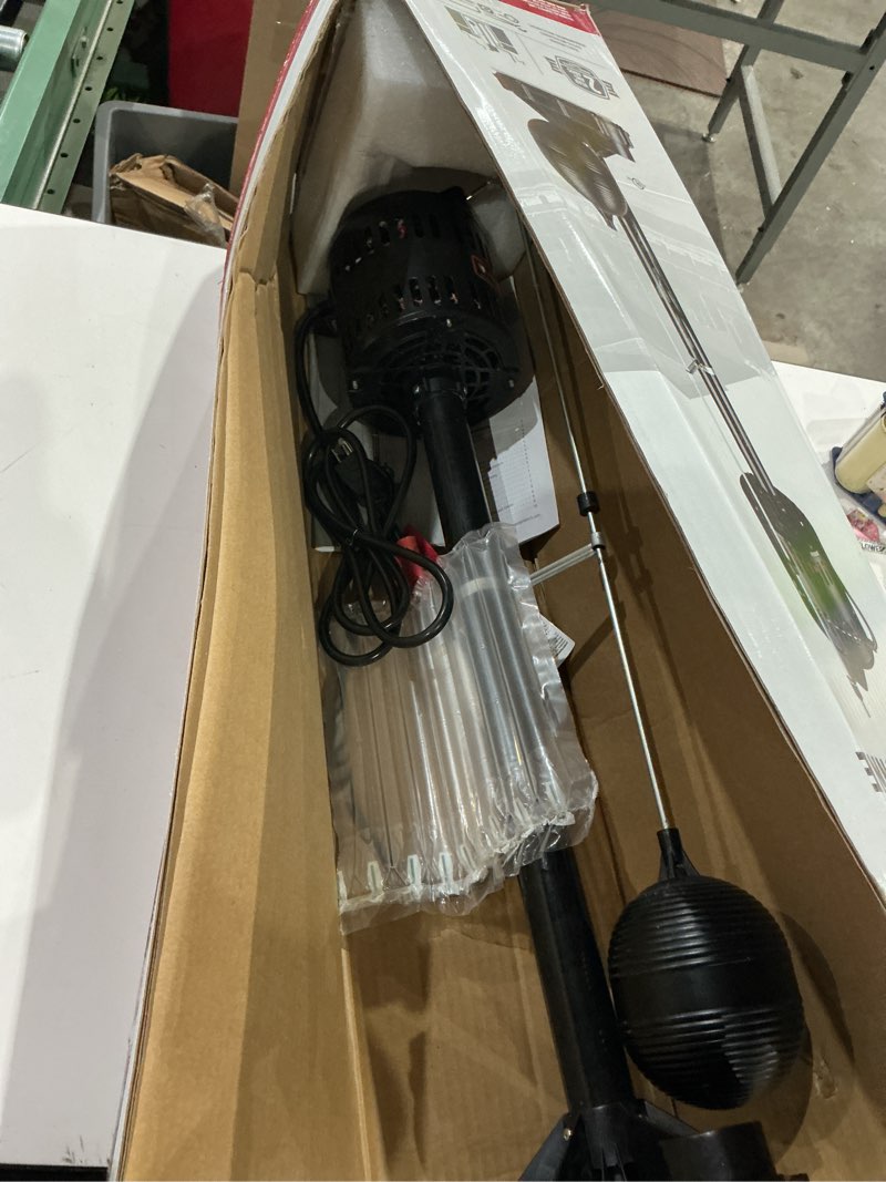 Condition photo showing As Is for red lion rlsp33ped 115 volt, 1/3 hp, 3300 gph thermoplastic pedestal pump with 8-ft. cord, black, 14942052