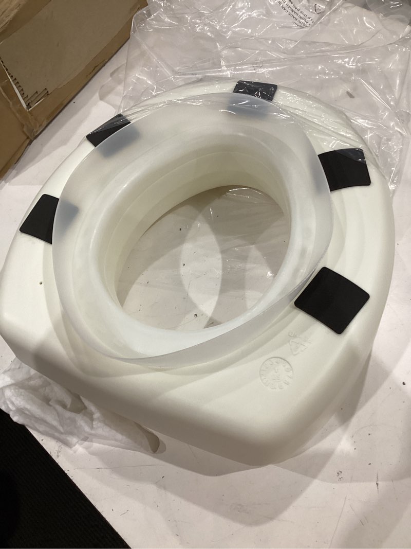 Condition photo showing As Is for healthsmart enhanced comfort 5" raised (round) toilet seat risers for seniors 5 slip resistant pads fsa/hsa eligible padded toilet