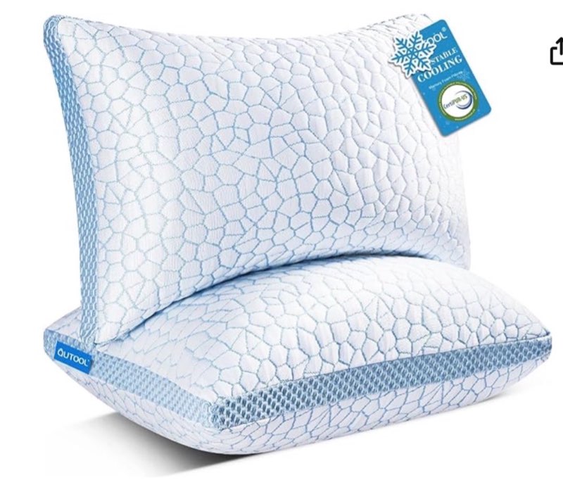 QUTOOL Enhanced Cooling Pillows for Sleeping, CertiPUR-US Shredded Memory Foam Pillows King Size Set of 2 for Hot Sleeper, Adjustable Bed Pillow for Side, Back, Stomach Sleepers Support Yet Soft, Blue