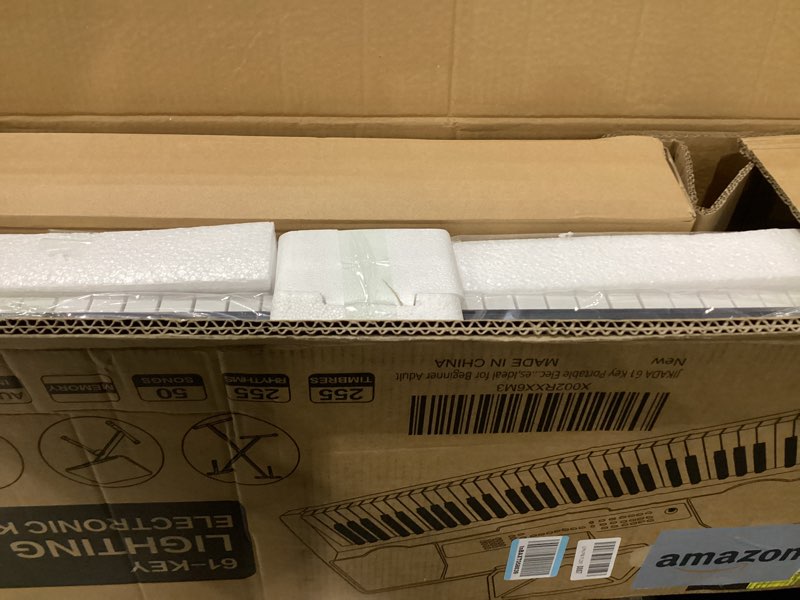 Condition photo showing Good Condition for 61 key portable electronic keyboard piano w/lighted full size keys, lcd, headphones, x-stand, stool, music rest, microphone, note stickers, built-in speakers,3 teaching modes