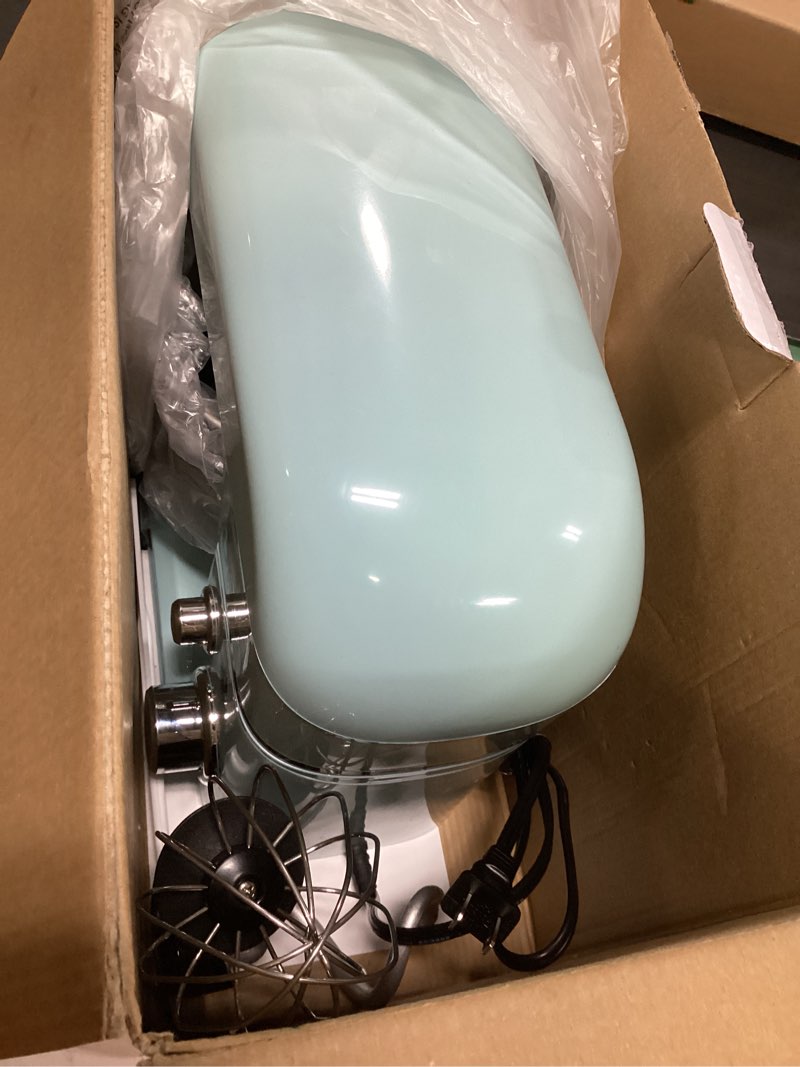 Condition photo showing Good Condition for kitchen in the box stand mixer,3.2qt small electric food mixer,6 speeds portable lightweight kitchen mixer for daily use with egg whisk,dough hook,flat beater blue