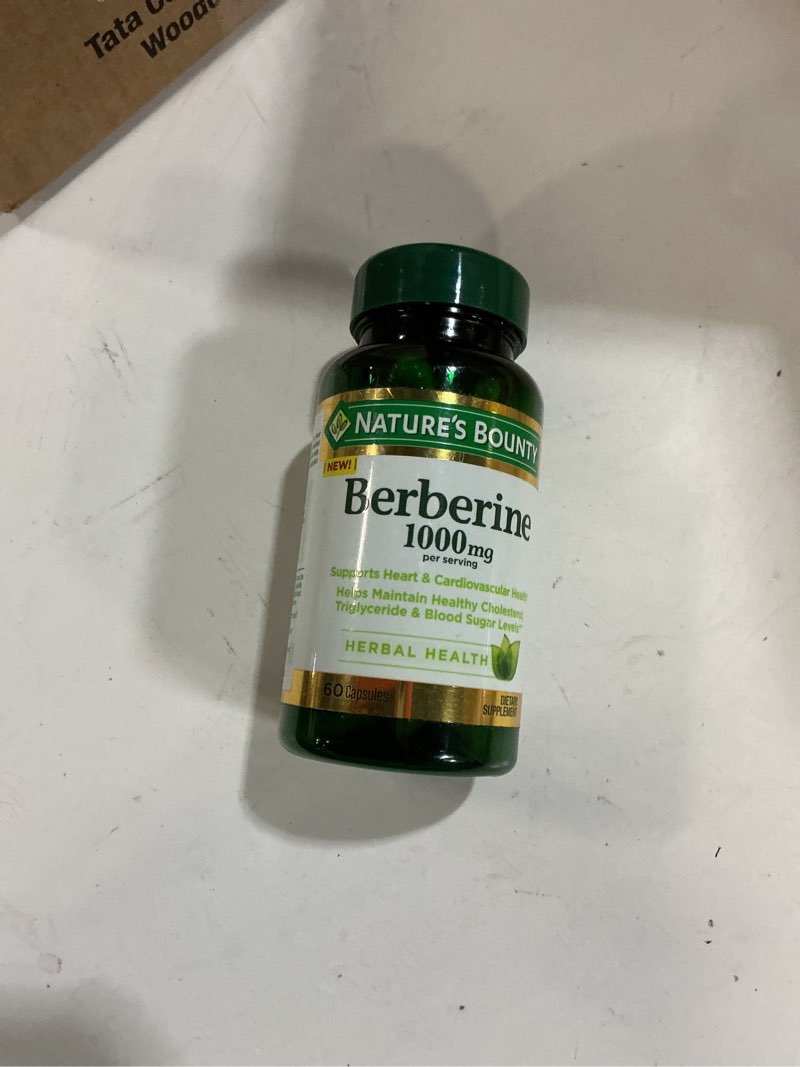 Condition photo showing New/Like New for Exp/05/2027)Nature’s Bounty Berberine 1000mg Capsules, Supports Heart Health, Cholesterol & Blood Sugar Levels in a Normal Range, Non-GMO Supplement, 60 Count 60 Count (Pack of 1)