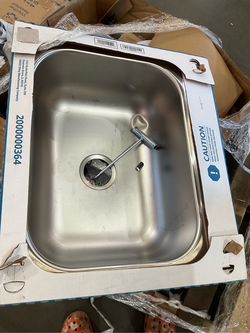 Condition photo showing As Is for elkay dayton drop-in 25-in x 22-in stainless steel single bowl 4-hole kitchen sink