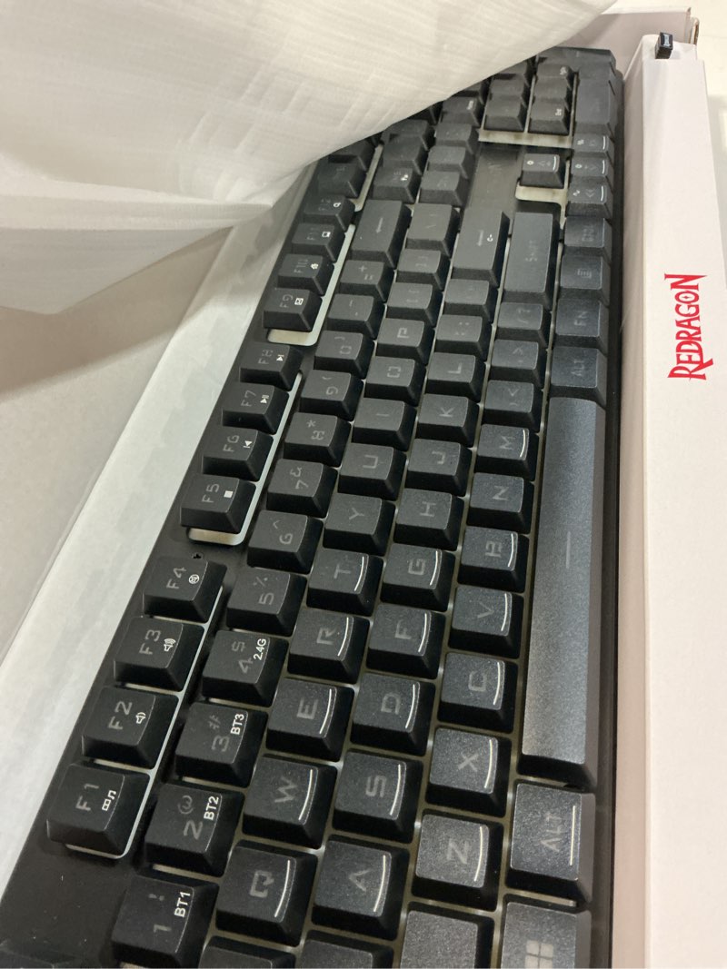 Condition photo showing Good Condition for redragon k521ks wireless gaming keyboard, tri-mode bt/2.4g/usb-c rgb mechanical feeling keyboard with multimedia keys, 4000mah battery, anti-ghosting, compatible with pc - upgrade k521ks black