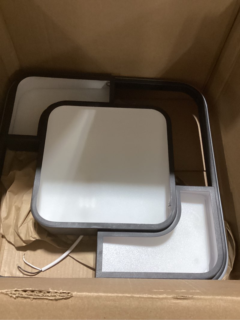 Condition photo showing As Is for 16.5 Inch Square Modern LED Ceiling Light, 36W Flush Mount Light 3 Color Temperatures Selectable Close to Ceiling Lamp for Living Room Bedroom Kitchen Garage Balcony Hallway Light Fixtures 3 color change 16.5inch