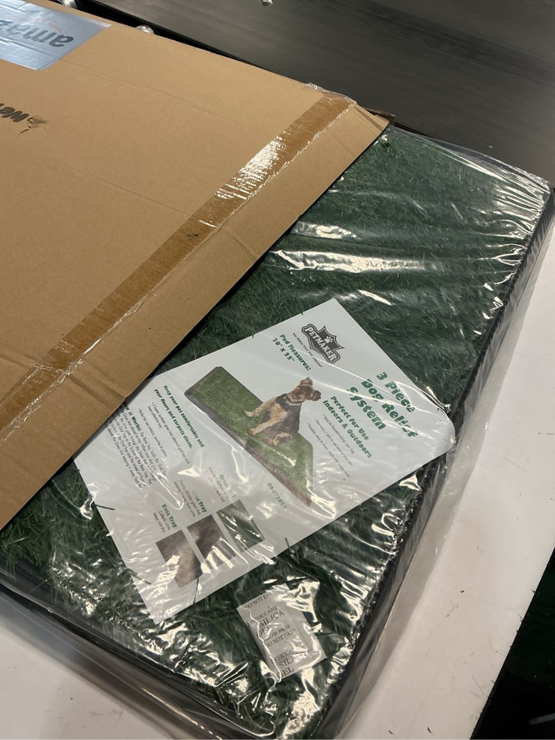 Condition photo showing Good Condition for Artificial Grass Puppy Pee Pad for Dogs and Small Pets - 20x25 Inch, Reusable 3-Layer Turf Pads for Dogs with Tray - Indoor and Outdoor Fake Grass Potty Pet Supplies by PETMAKER Medium 3-Layer System