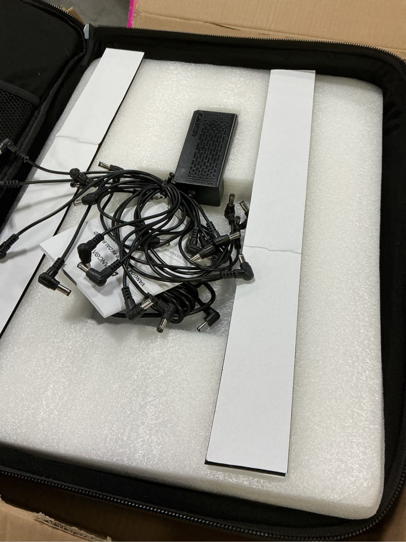 Condition photo showing Good Condition for (Incomplete)Vangoa Guitar Pedal Board with Isolated Power Supply, PD-M Aluminum One-Piece-Bent Portable Folding Powered Guitar Pedalboard with Premium Backpack-style Bag, Medium, 18\"x13.5\", 3.4lb, Gray Medium-18\"x13.5\" Gray