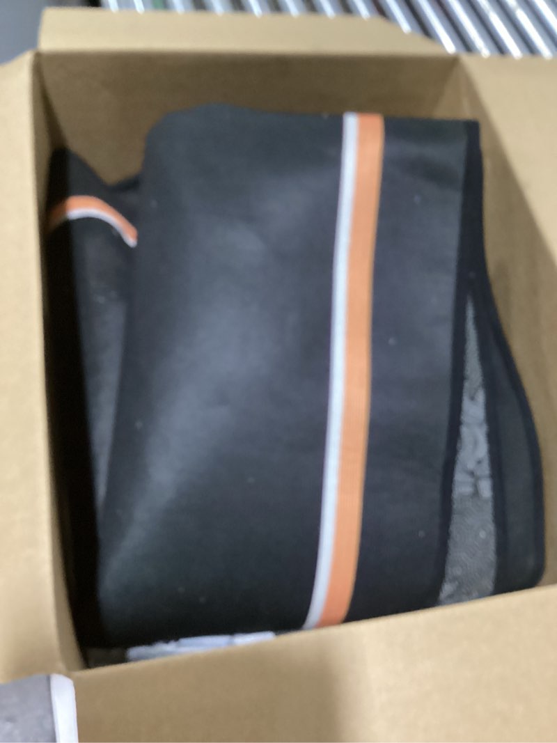 Condition photo showing As Is for black and orange rug