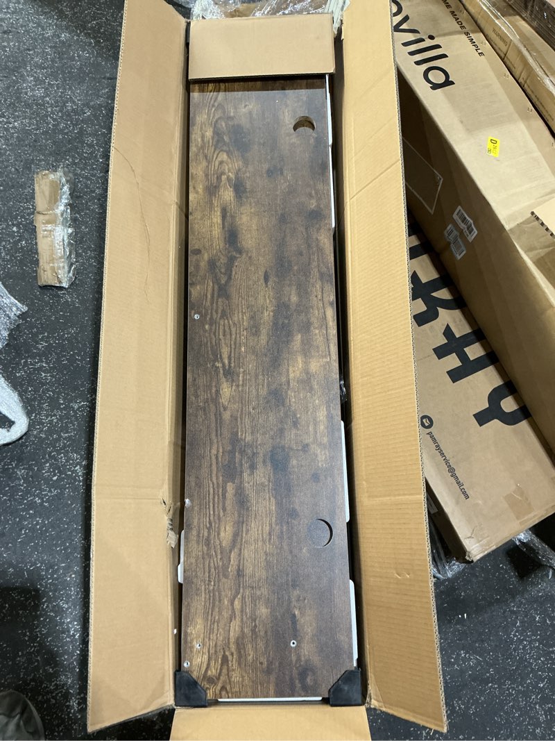 Condition photo showing Good Condition for monomi electric height adjustable standing desk, 55x24 inches, ergonomic home office sit/stand up desk with two-piece desktop (black steel frame/rustic brown top) rustic brown 55"