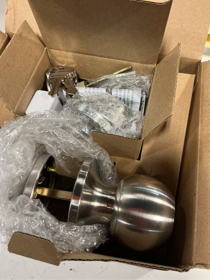 Condition photo showing New/Like New for bestten 2 pack keyed same exterior door knobs and single cylinder deadbolts combo set, keyed alike entry door knobs with locks and keys for entrance and front door, satin nickel 2 pk deadbolt lockset satin nickel