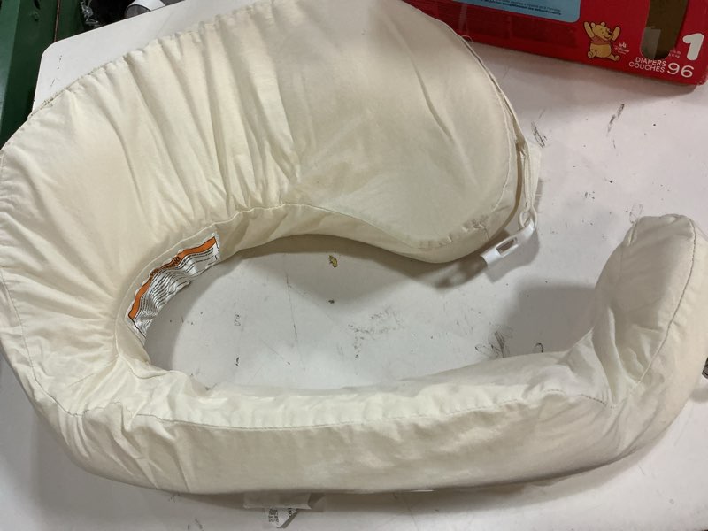 Condition photo showing As Is for my brest friend deluxe organic nursing pillow 100% organic cotton slipcover ergonomic breastfeeding pillows supports both mom and baby breastfeeding essentials handy side pocket cream organic cream