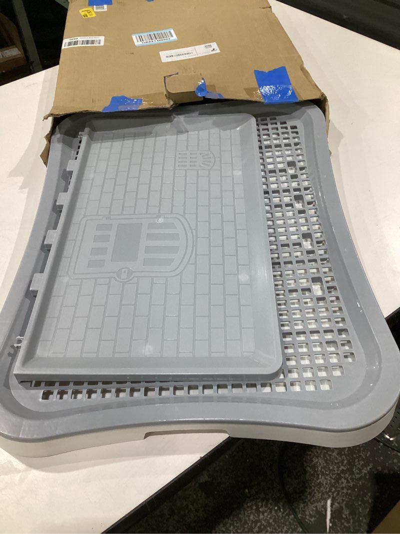 Condition photo showing As Is for Pee Pad Holder, Indoor Dog Potty for Dogs, Puppy Pad Holder, Puppy Potty Training Tray with Splash Wall & Center Post, 20.1"×15.4"