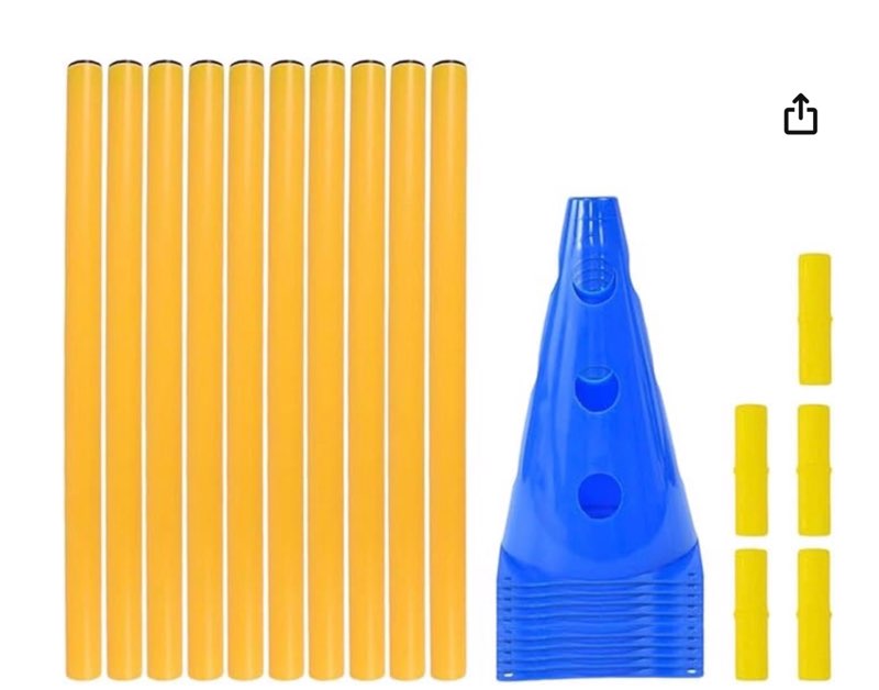 dog agility hurdle cone set, 10er 12.5inch agility cones and 5er 31.5inch agility rods, height adjustable crossbar for dog obstacle course rehabilitation & beginners