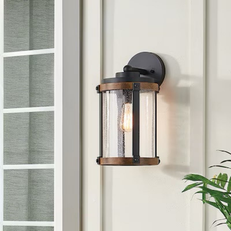 100+ bought last week kichler barrington 1 -light 16-in h distressed black hardwired outdoor wall light