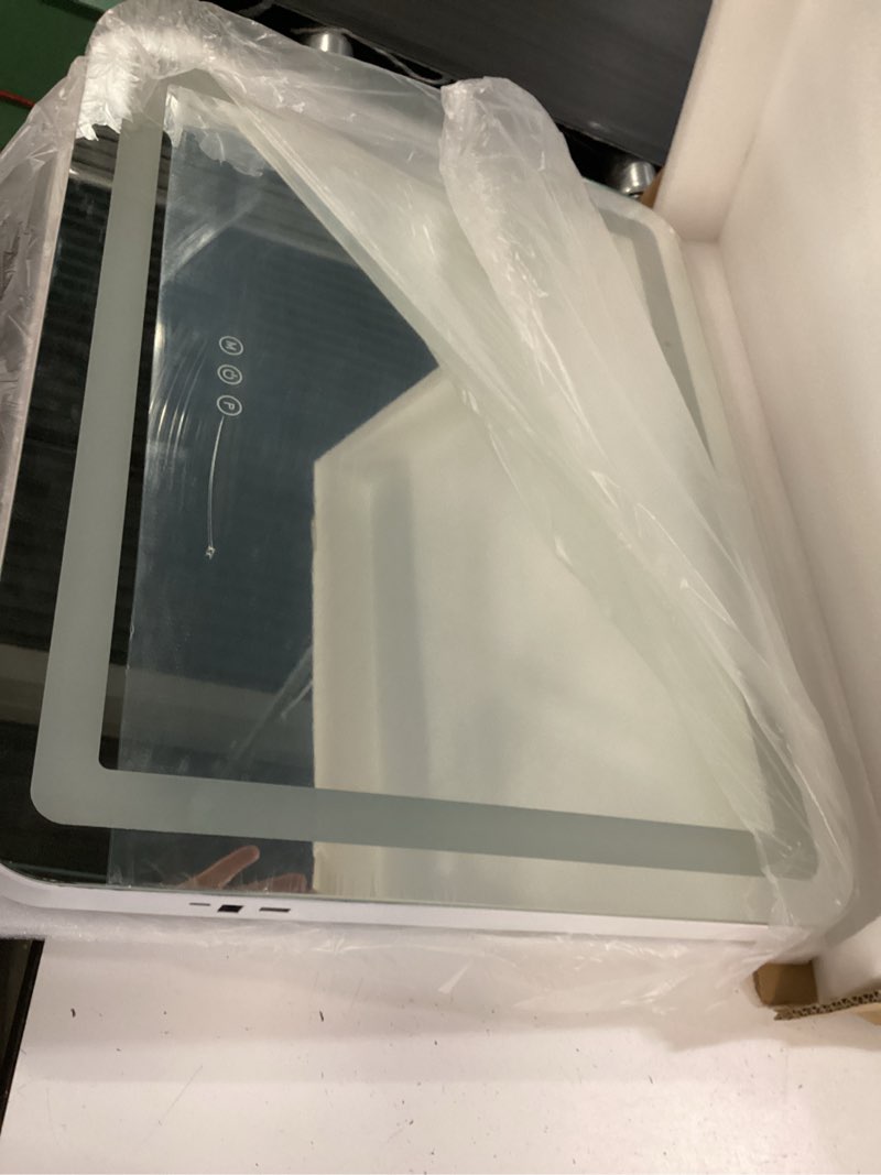 Condition photo showing Good Condition for vanity mirror with lights, 23\"x 18\" large led lighted mirror with detachable 10x magnification & 3 colors modes, and usb charging port for vanity desk tabletop (white, 23 * 18)