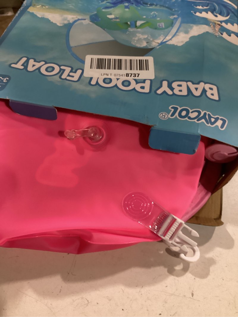 Condition photo showing Good Condition for laycol baby pool float with canopy upf50+, 5 point safety buckle no flip over, inflatable toddler floaties infant pool floats with double air chambers, baby beach essentials/traval for 3-36m large pink