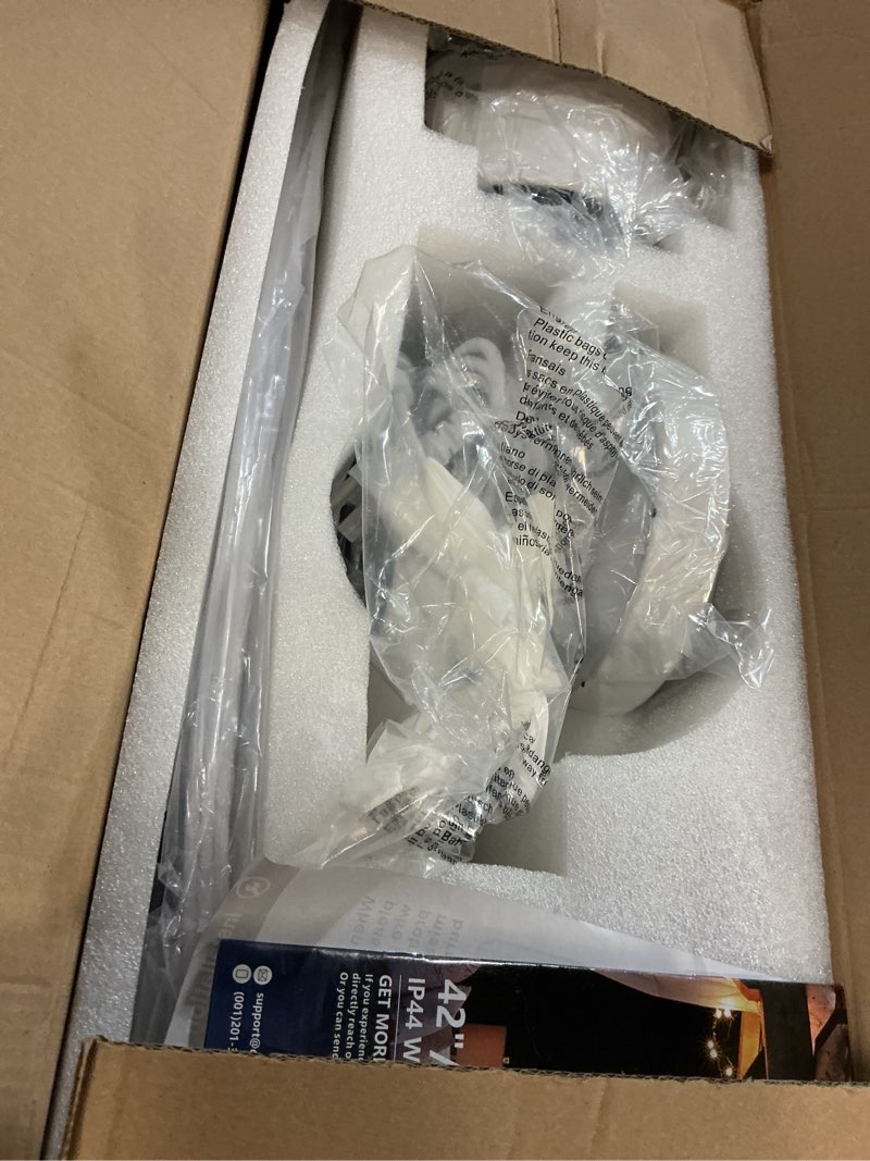 Condition photo showing New/Like New for depuley outdoor ceiling fan with light: 52 inch waterproof gazebo fans with lights outdoor hanging - plug in remote app control for patio indoor farmhouse porch - white 6 speed reversible dc motor white 52 inch