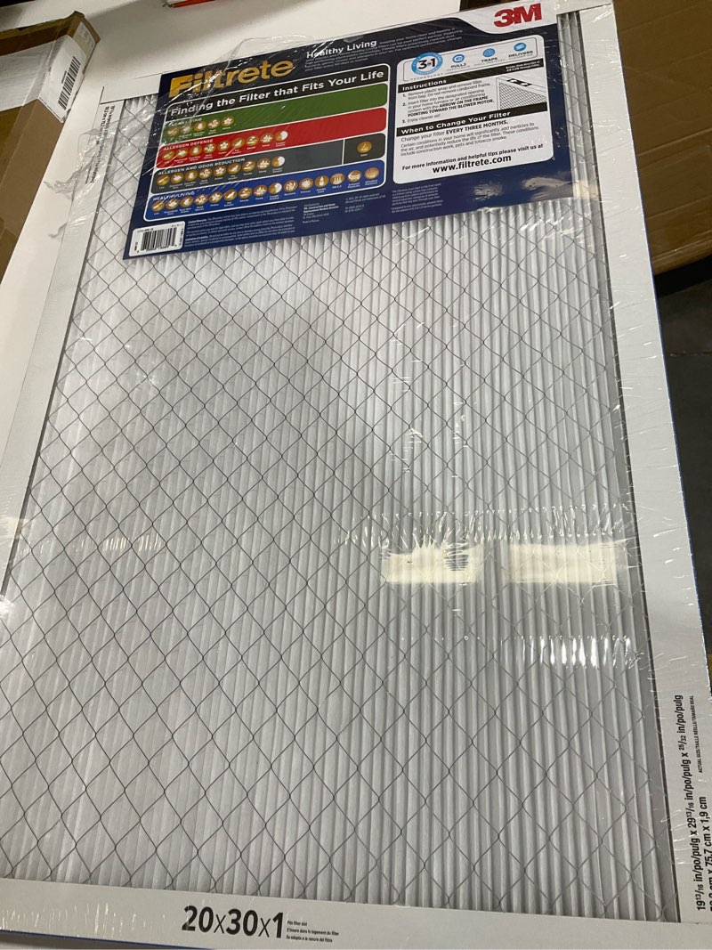 Condition photo showing New/Like New for filtrete 20x30x1 ac furnace air filter, merv 13, mpr 1900, premium allergen, bacteria & virus filter, 3-month pleated 1-inch electrostatic air cleaning filter, 2-pack (actual size 19.81x29.81x0.78 in)