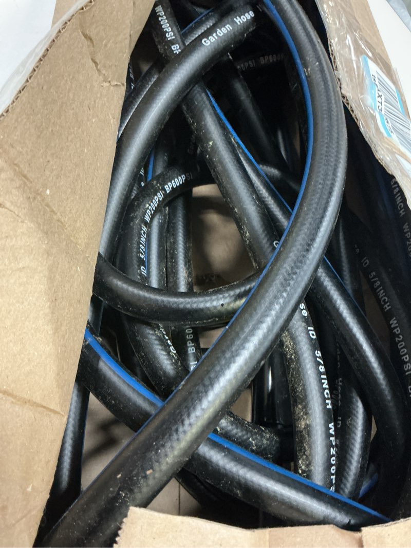 Condition photo showing As Is for 50 ft garden hose, flexible no kink heavy duty garden water hose flex copper bullet collapsible washer rubber hose 5/8" soft lightweight outdoor waterhose manguera para jardin