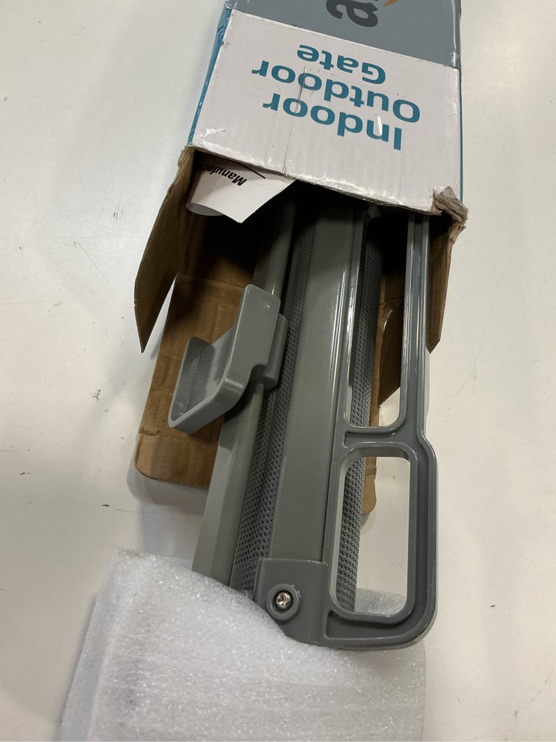 Condition photo showing As Is for Babepai Retractable Baby Gates Extra Wide | 55" Wide x 38" Tall Dog Gates for Stairs | Indoor/Outdoor Use | Child Gates for Doorways, Deck, Porch, Hallways, Patio - Gray A-grey 55" Wide x 38" Tall