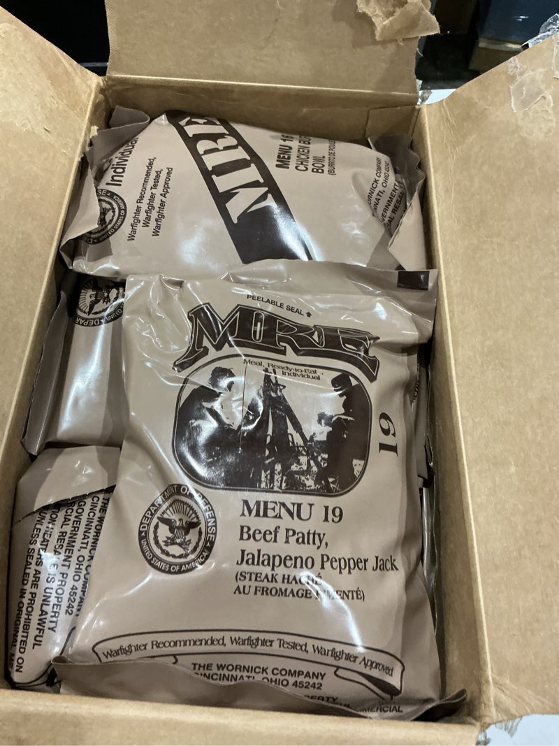 Condition photo showing Good Condition for wornick mre meals ready to eat, inspection 2026 or better, emergency food supply, survival camping outdoor 12 pack(a case, 1, count) a case (12 meals)